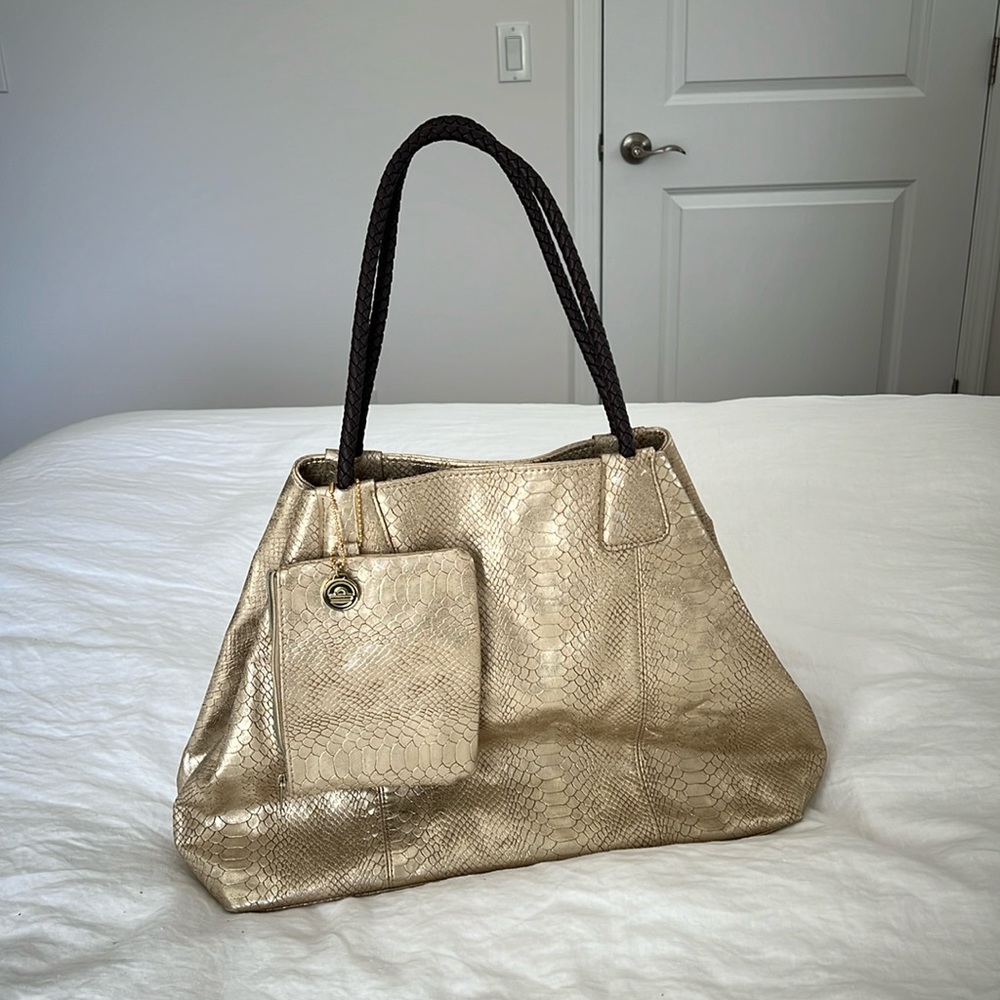 Big Buddha Large Tote - gold reptile